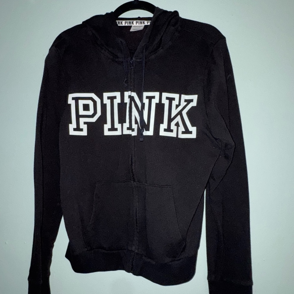 Victoria's Secret PINK Black Hoodie with White Trim